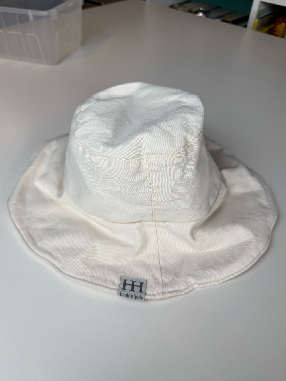 EUC Haute Hippie One Size Off White Floppy Canvas Bucket Hat One Size